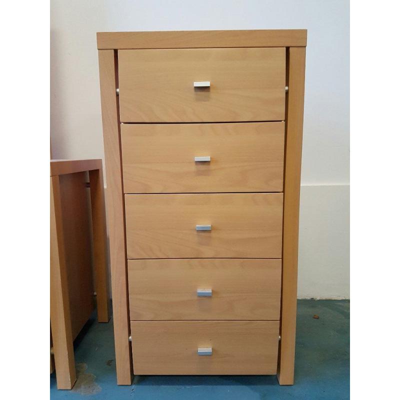 MODERN BEDROOM SET WITH MIRROR DRESSER WITH MIRROR & DRAWERS & TALL CHEST OF DRAWERS CAN DELIVER
