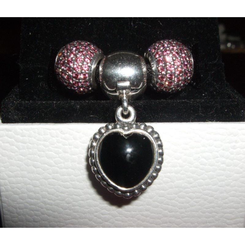 Genuine Pandora pink pave ball charms
