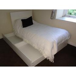 White single bed with two drawers (Argos) as new