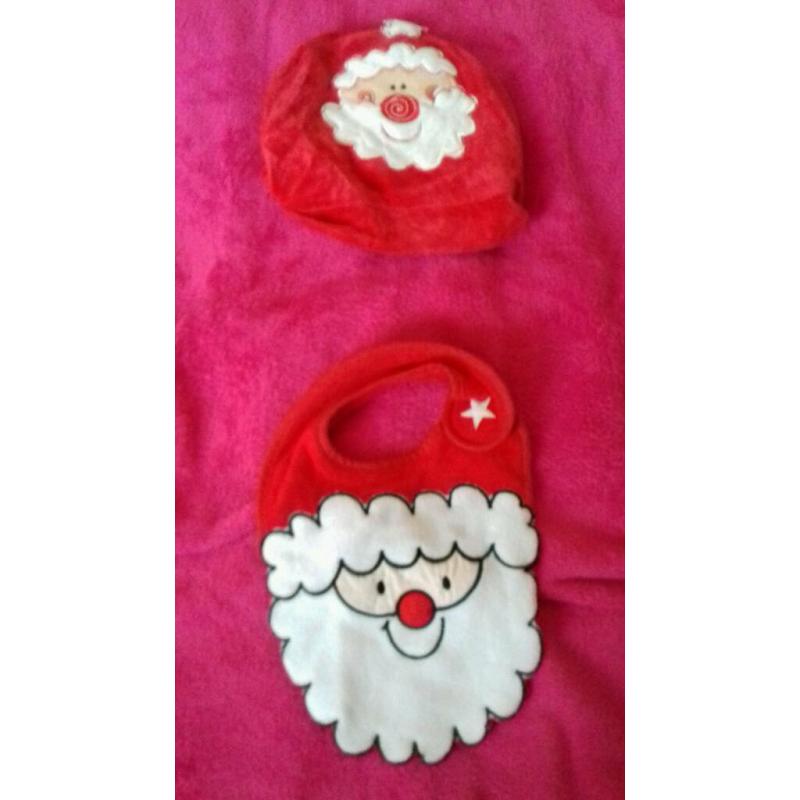 babies santa hat and bib