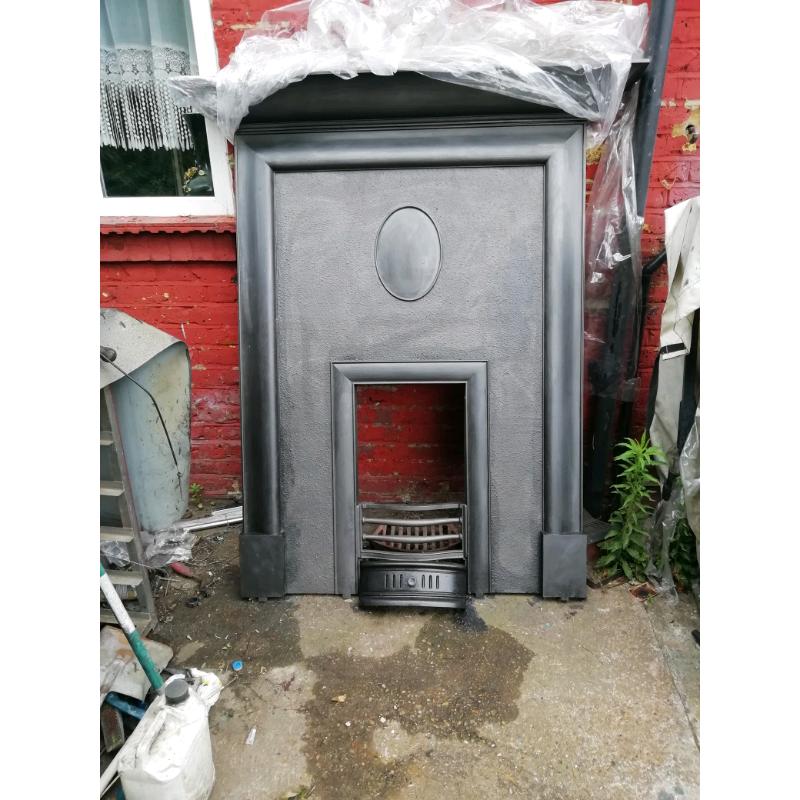 Victorian cast iron fireplace original original black