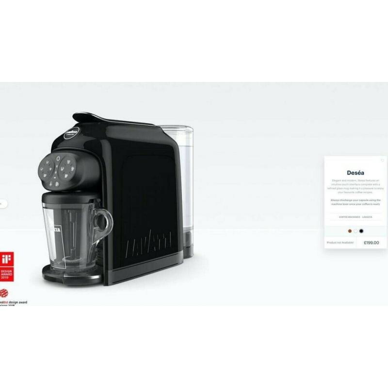 Lavazza Desea Pod Coffee Machine 1500 Watt Black NEW!