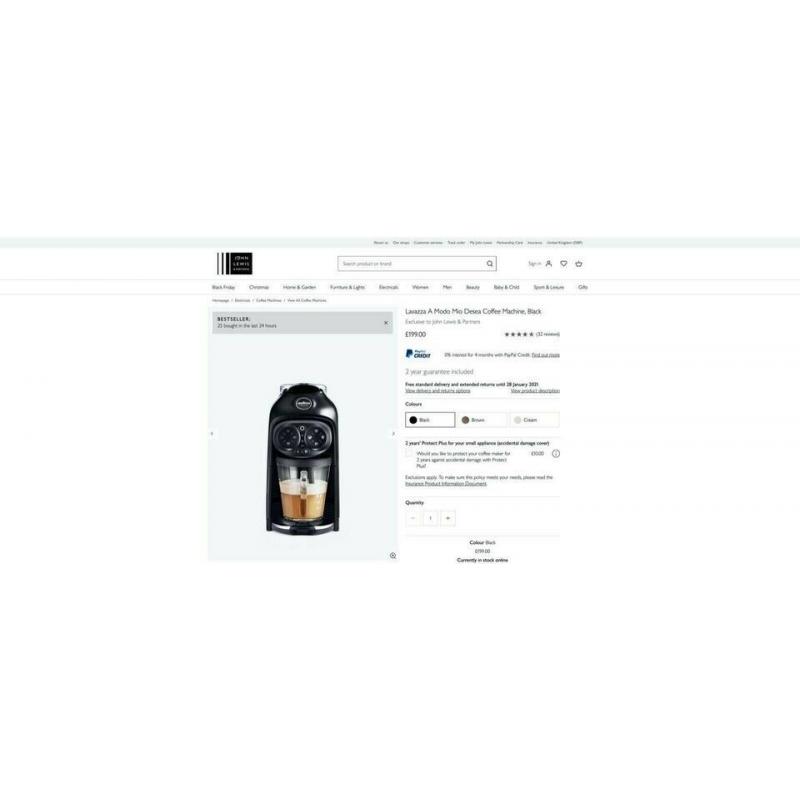 Lavazza Desea Pod Coffee Machine 1500 Watt Black NEW!