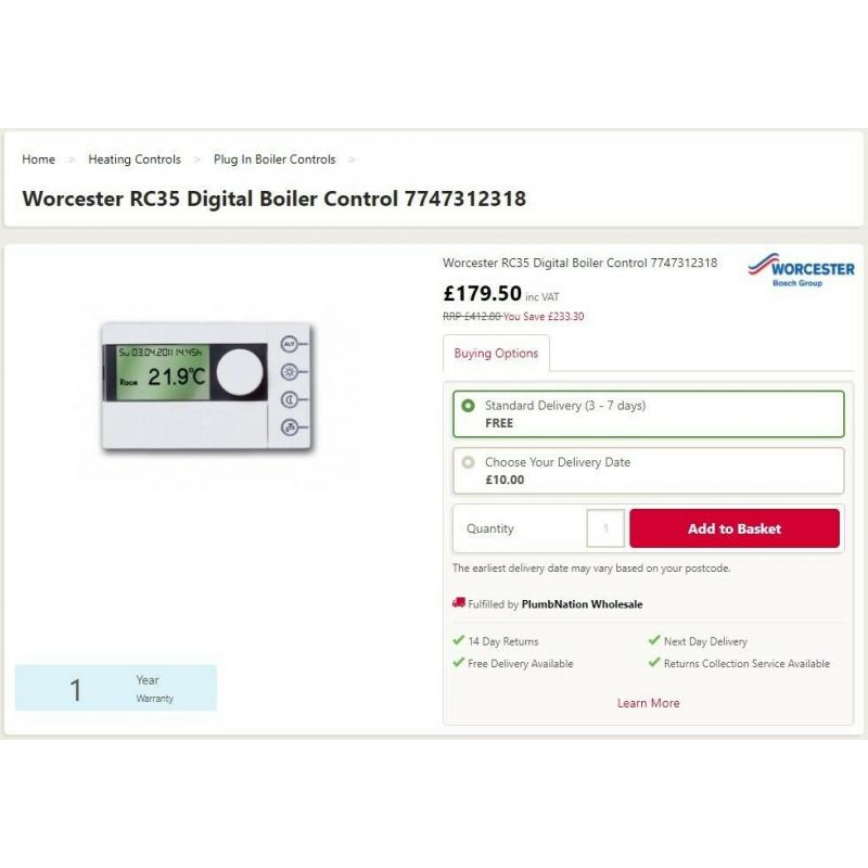 Worcester RC 35 Digital Boiler Control