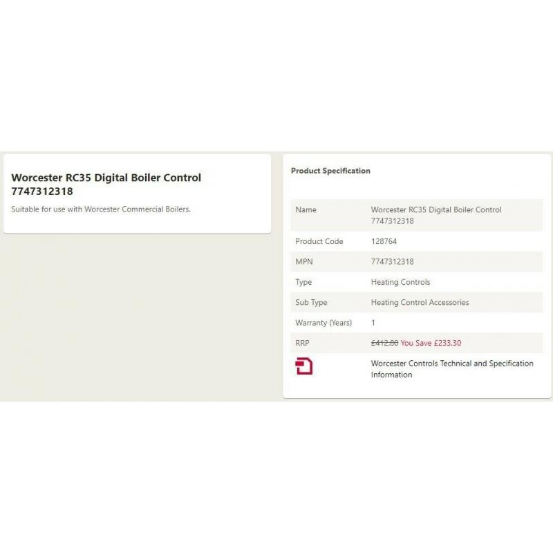 Worcester RC 35 Digital Boiler Control