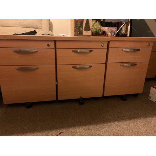 3 matching filing cabinets underdesk