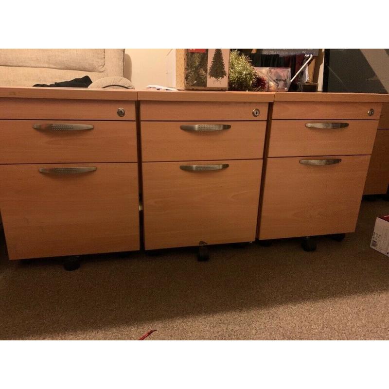 3 matching filing cabinets underdesk