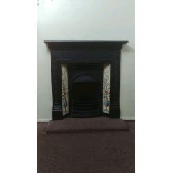 Beautiful Cast Iron Victorian Tiled Fireplace
