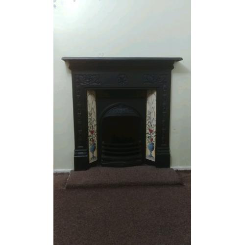 Beautiful Cast Iron Victorian Tiled Fireplace