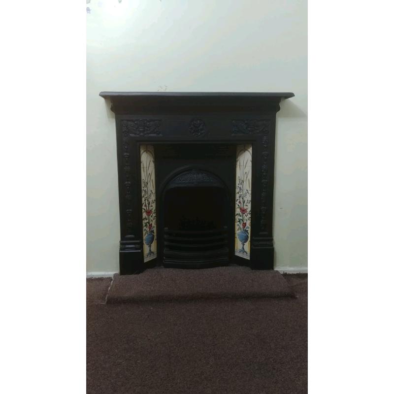 Beautiful Cast Iron Victorian Tiled Fireplace
