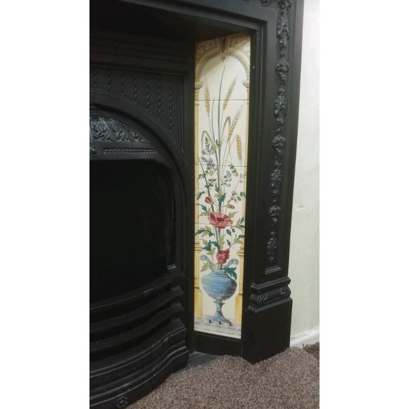 Beautiful Cast Iron Victorian Tiled Fireplace