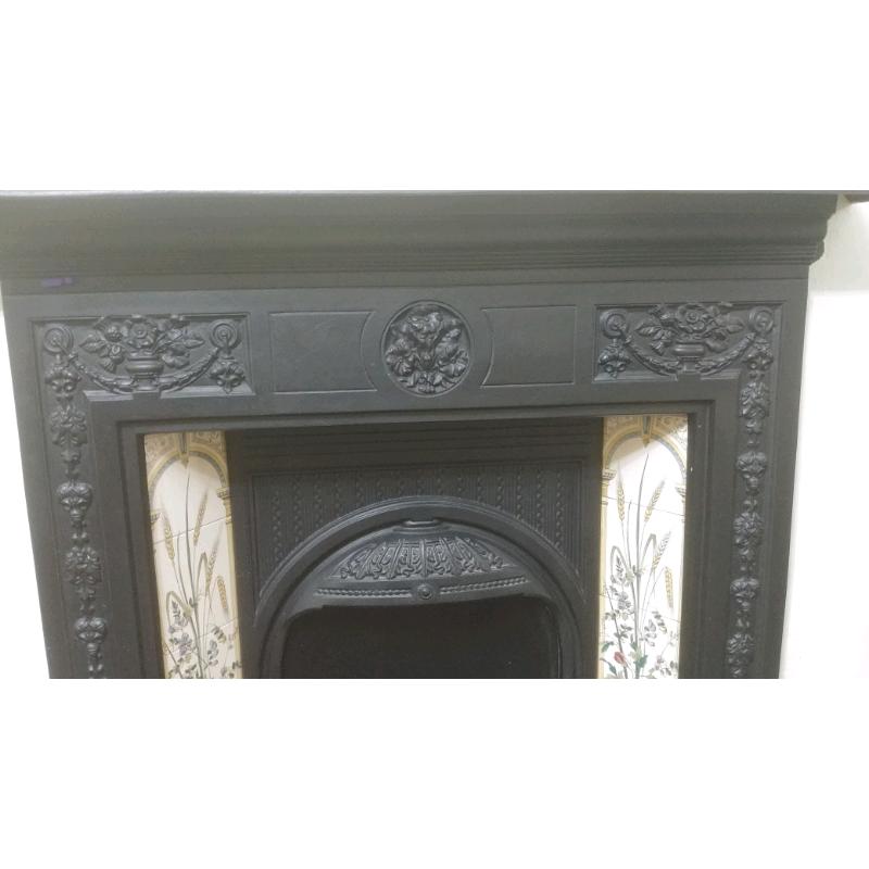 Beautiful Cast Iron Victorian Tiled Fireplace