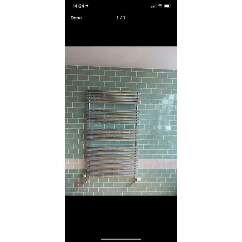 Large Chrome heated towel radiator rail heater