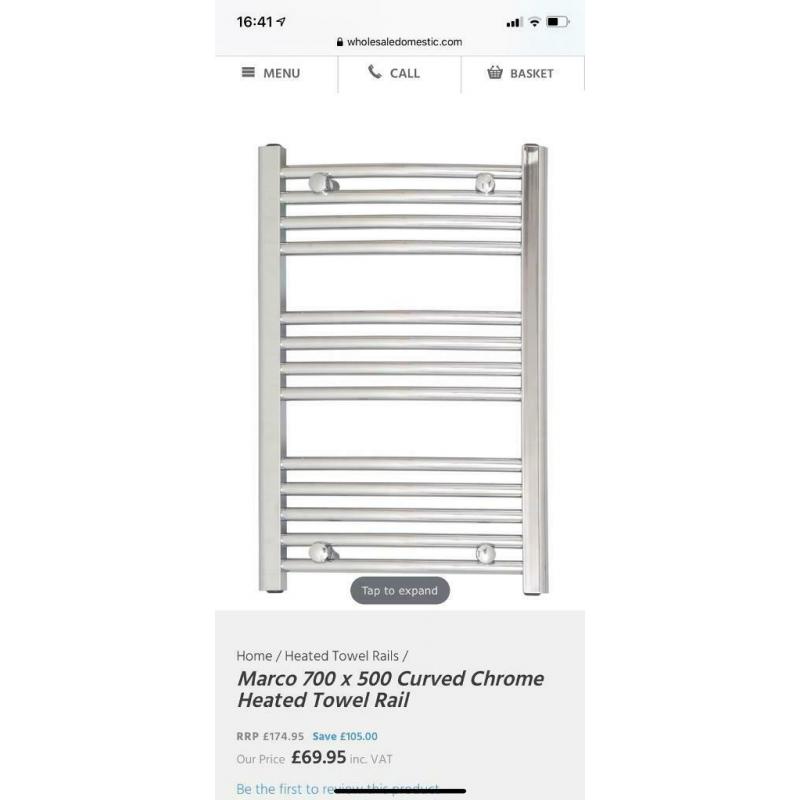 Chrome heated towel rail