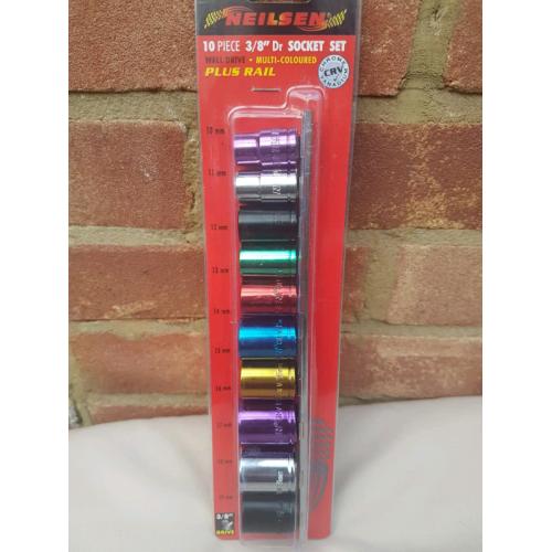 3/8" dr. multi-Coloured shallow socket set