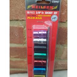 3/8" dr. multi-Coloured shallow socket set