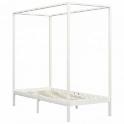 Canopy Bed Frame White Solid Pine Wood 90x200 cm-283262