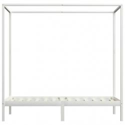 Canopy Bed Frame White Solid Pine Wood 90x200 cm-283262
