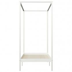 Canopy Bed Frame White Solid Pine Wood 90x200 cm-283262