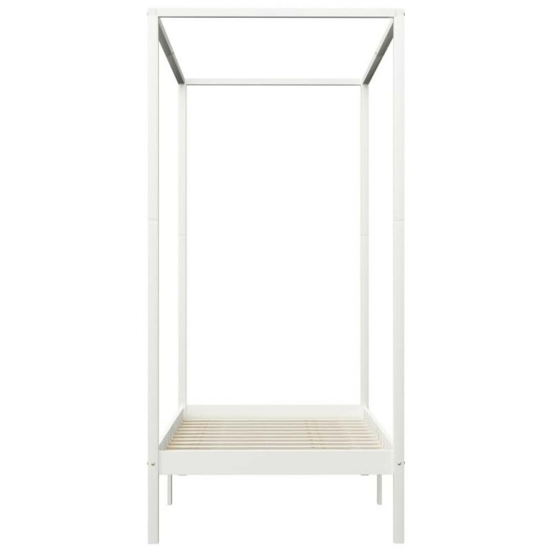 Canopy Bed Frame White Solid Pine Wood 90x200 cm-283262