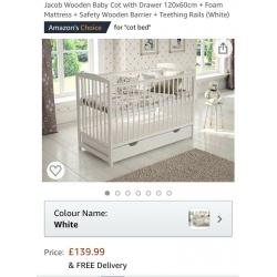 White Baby Cot space saver/slimline