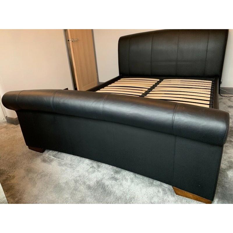 King size black faux leather bed frame