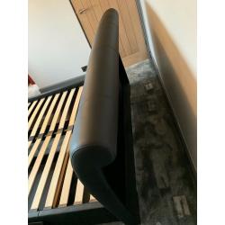 King size black faux leather bed frame