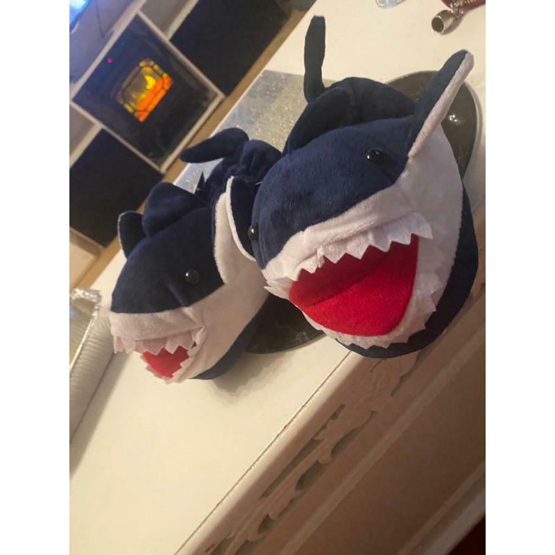 Shark slippers size 11-12 childs size