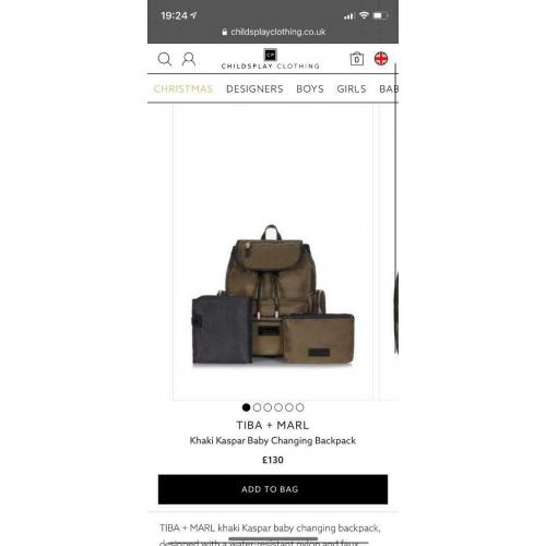 Tiba and Marl Kaspar Khaki Changing Bag / Backpack