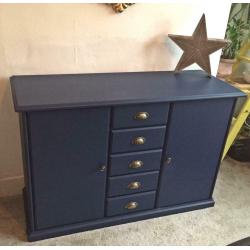 Newly refurbished sideboard horn blower blue frenchic cupboard console table