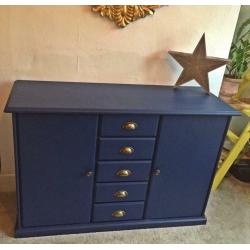 Newly refurbished sideboard horn blower blue frenchic cupboard console table