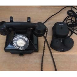 Black 1950s phone with G EC ext bell