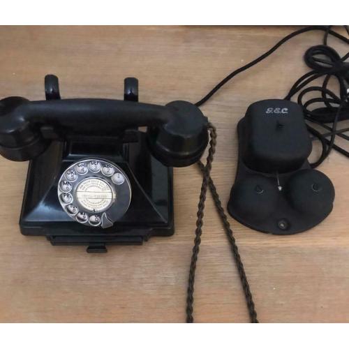 Black 1950s phone with G EC ext bell
