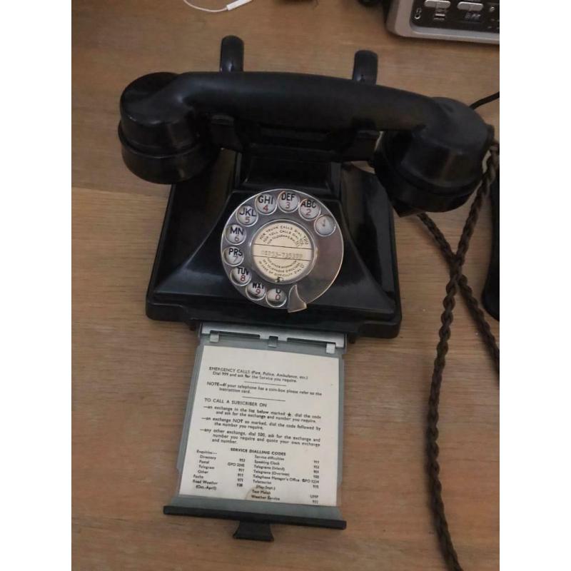 Black 1950s phone with G EC ext bell