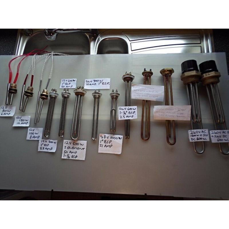 water heater, immersion heater, low voltage, dc, 12v, 24v, 36v, 48v, solar, wind, campers, boats,