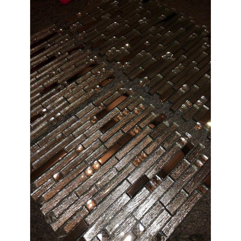 Wall tile. Silver glitz and mirror.