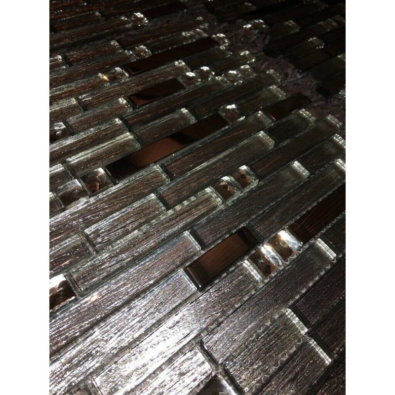 Wall tile. Silver glitz and mirror.