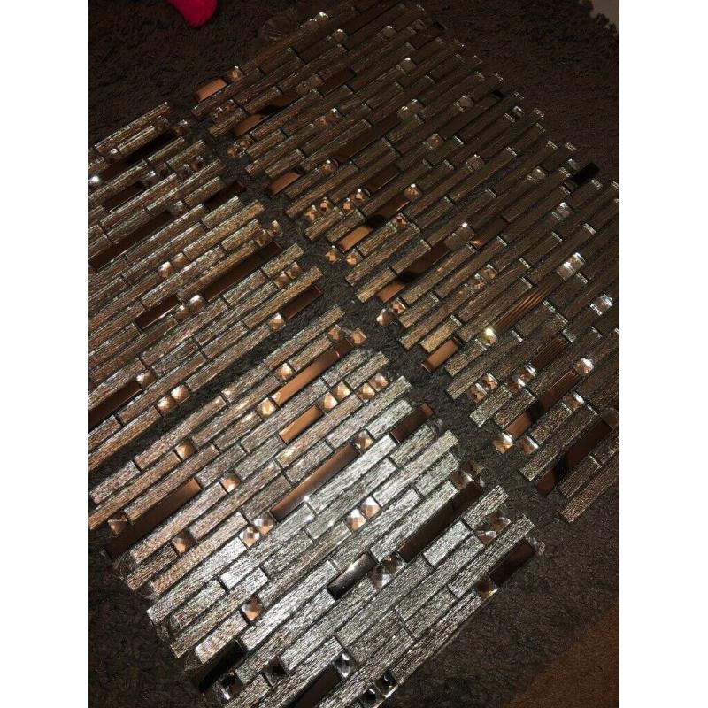 Wall tile. Silver glitz and mirror.
