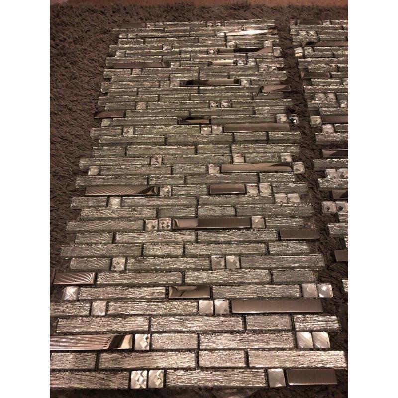 Wall tile. Silver glitz and mirror.