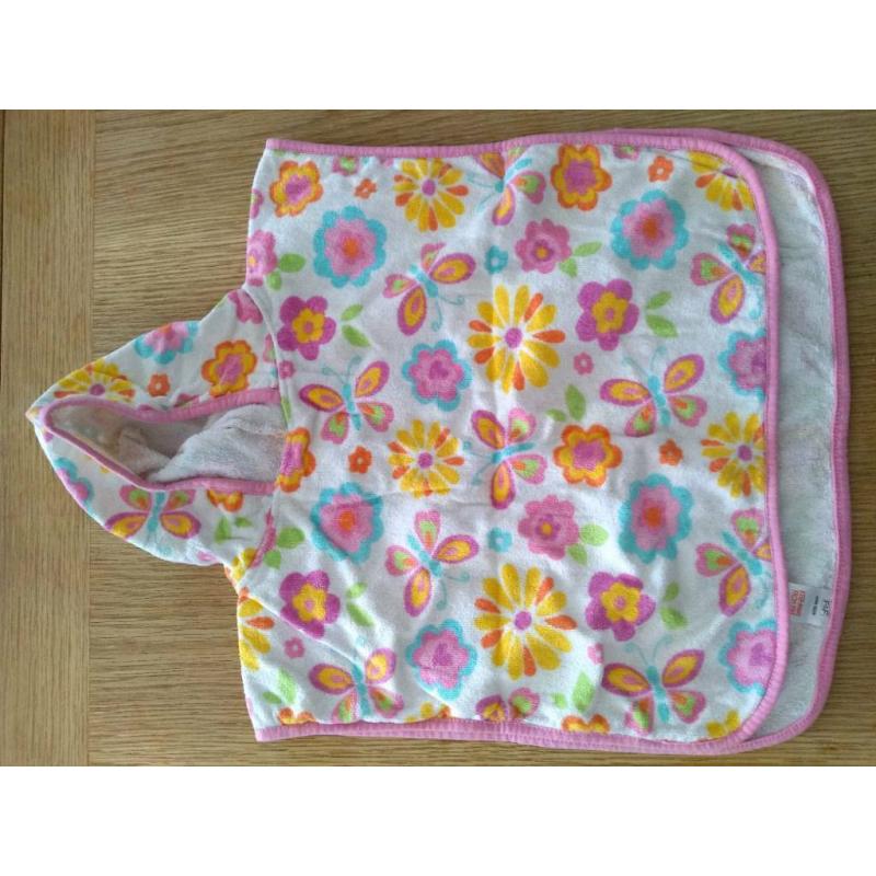 Children's girls hooded beach swimming towel flowers