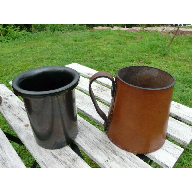 4 x Leather Beer Tankards