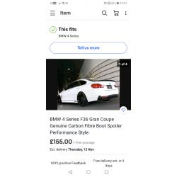Bmw 4 series gran coupe original carbon fiber spoiler for sale