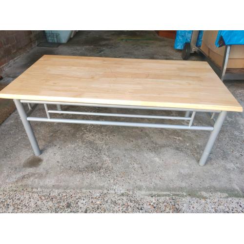 Wooden coffee table with metal legs