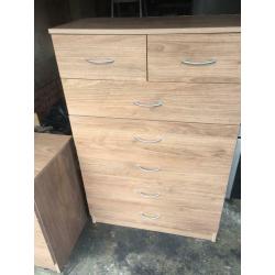 Chest of drawers and bedside table