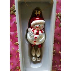NEW TRADITIONAL SNOWMAN BAUBLE Figure Ornament Hanging Decoration Hat Scarf Festive Star CHRISTMAS