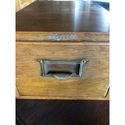 A lovely interesting vintage referee?s wooden File box. A nice piece.