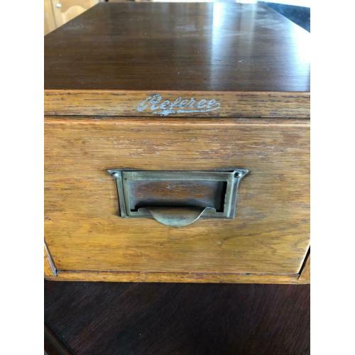 A lovely interesting vintage referee?s wooden File box. A nice piece.