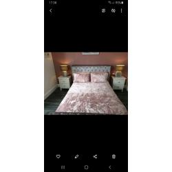 Silver crushed velvet bed frame