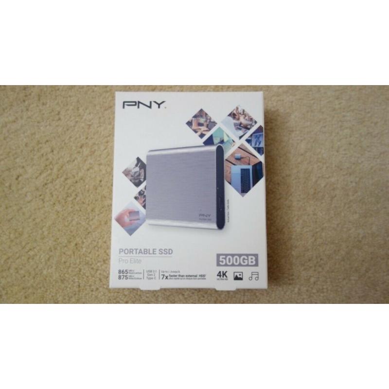PNY Portable SSD PRO Elite USB 3.1 Gen2 Type-C - 500GB Silver