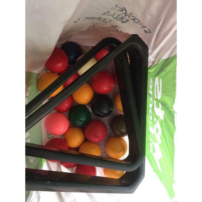 Snooker and pool balls and 2 frames